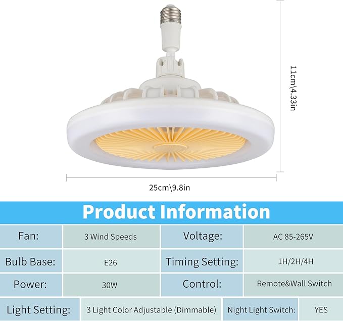 مروحة إضاءة LED متعددة الوظائف