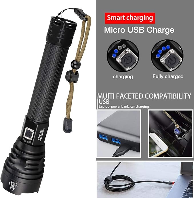 كشاف P90 LED ليزر قابل لإعادة الشحن